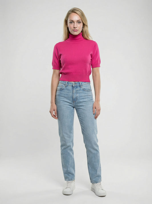Dolce & Gabbana Pink Silk Turtleneck