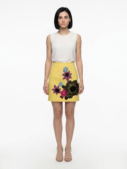 Dolce & Gabbana Yellow Wool Mini Skirt