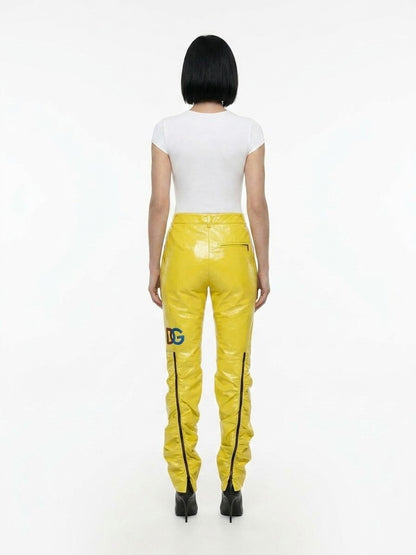 Dolce & Gabbana Yellow Polyester Casual Pants