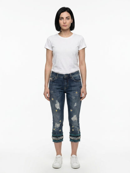 Dolce & Gabbana Blue Cotton Cropped Jeans