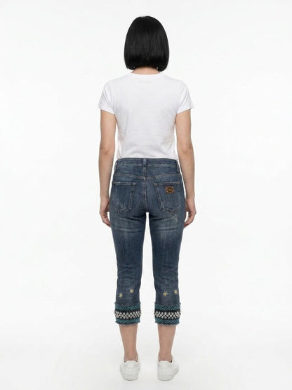 Dolce & Gabbana Blue Cotton Cropped Jeans
