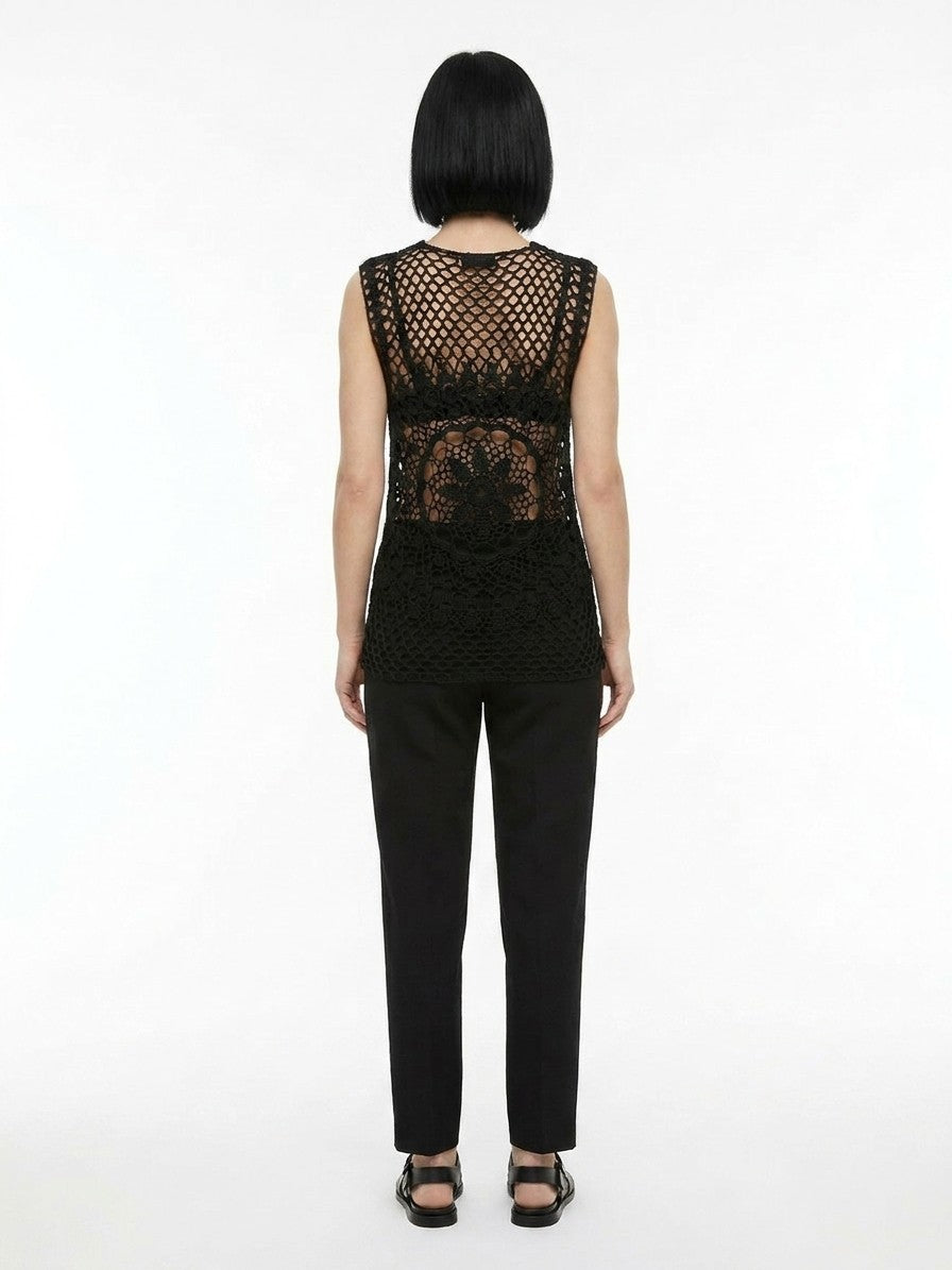 Dolce & Gabbana Black Cotton Sleeveles T-Shirt