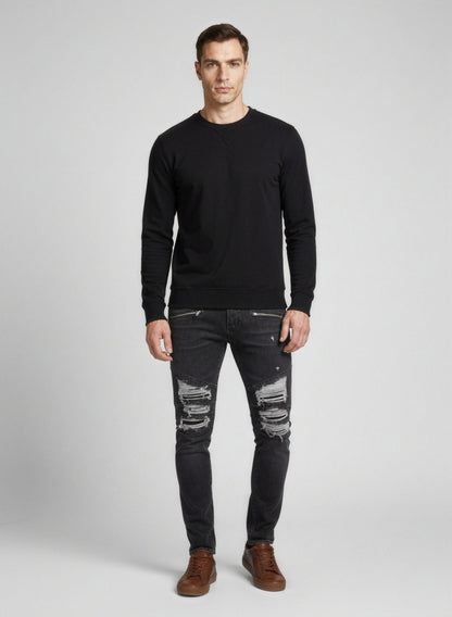 Balmain Black Cotton Slim Fit Jeans