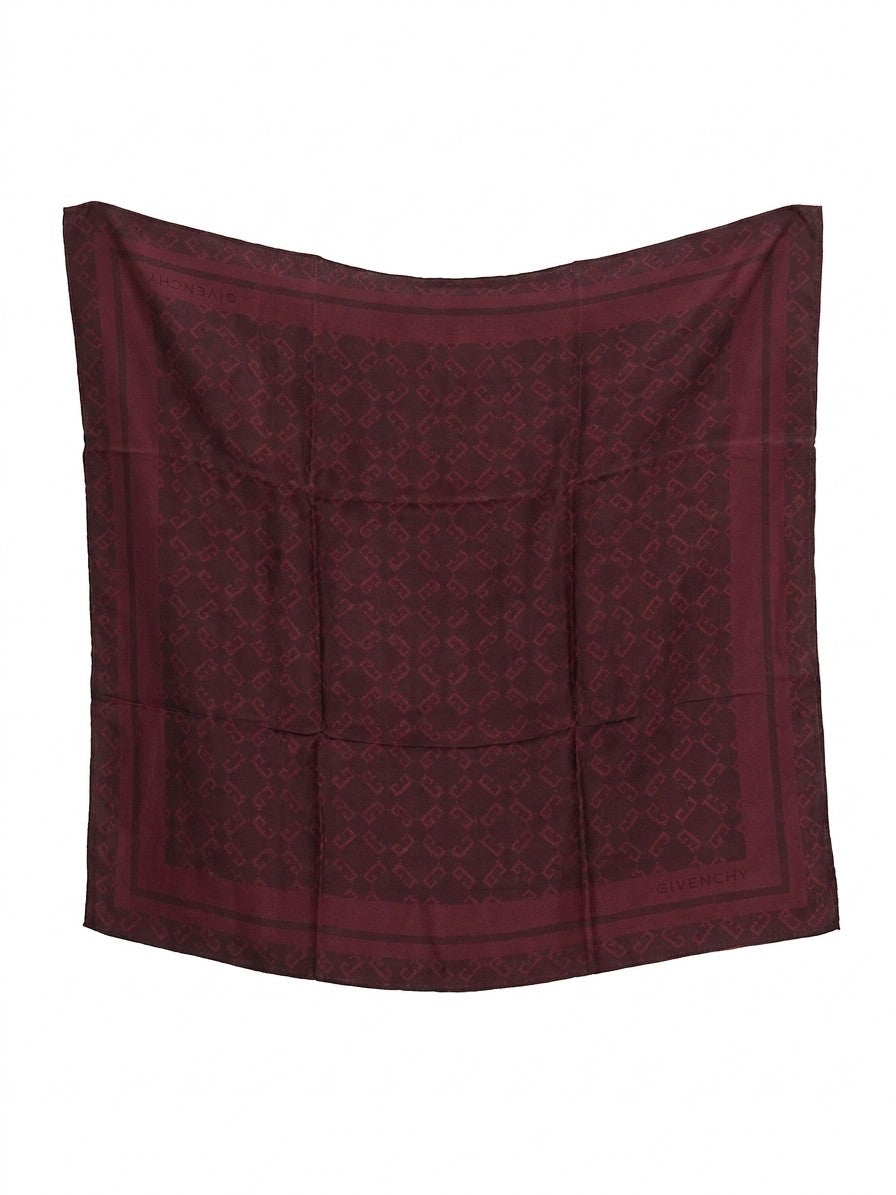 Givenchy Burgundy Silk Pocket Square