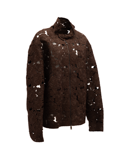 Valentino Garavani Brown Floral Lace Jacket