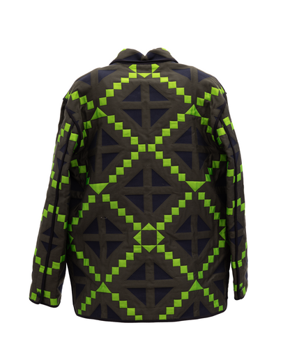 Valentino Garavani Green Geometric Button-Up Jacket