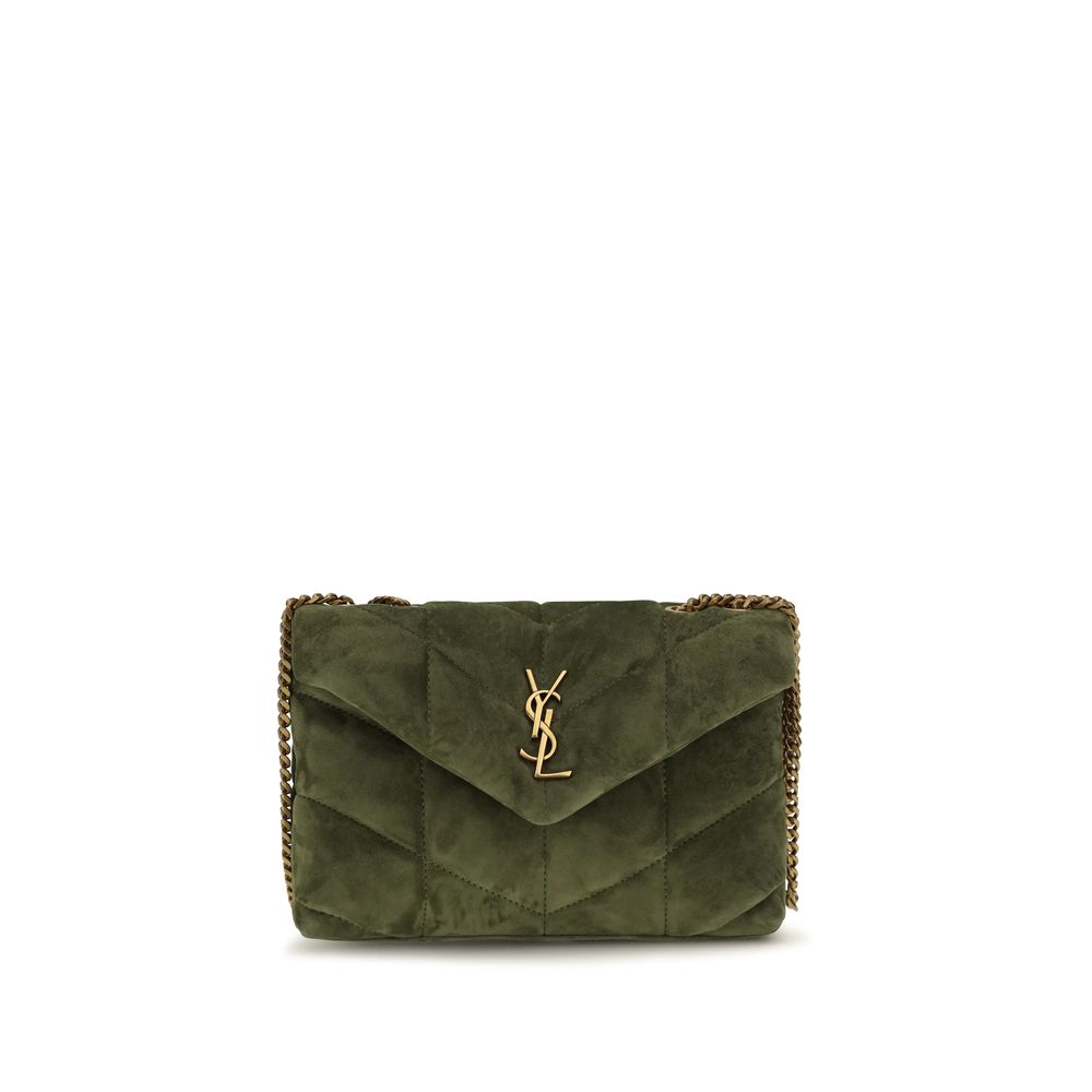 Cardholder Wallet by Saint Laurent for women in bos taurus calf suede leather bicolour, bronze & chevron presents a architectural silhouette from the Lou Puffer Toy Bos Taurus Calf Suede Leather Cardholder Wallet collection, showcasing architectural card-organization for a architectural finish.