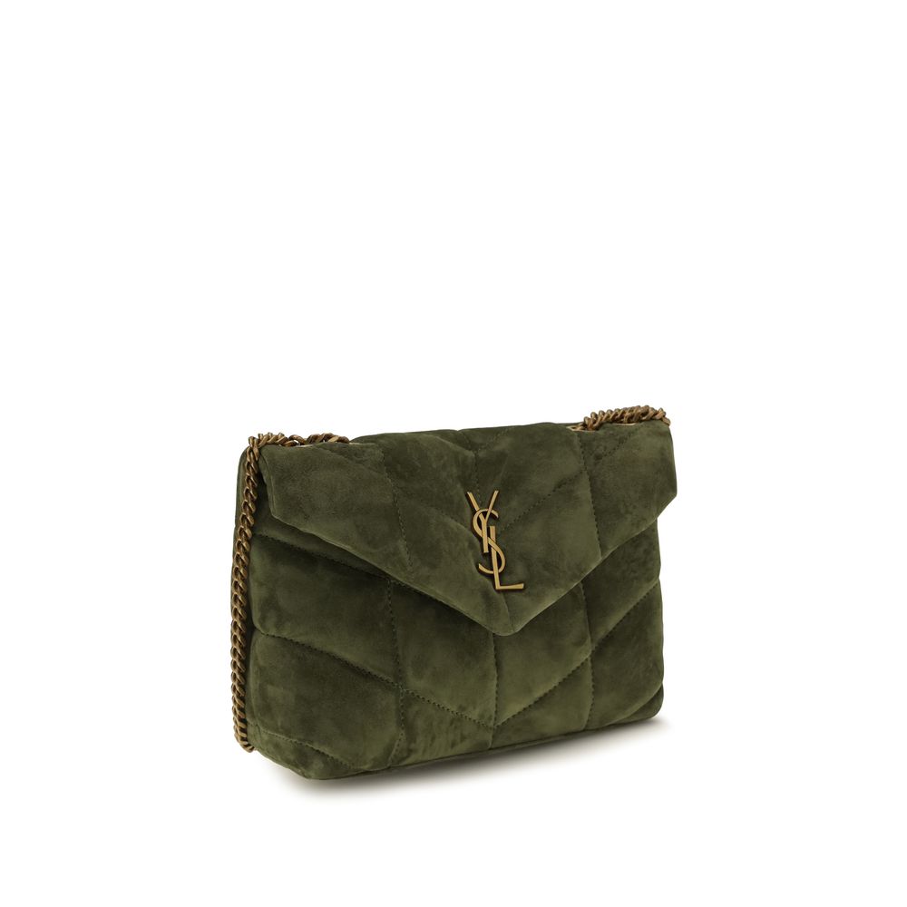 Cardholder Wallet by Saint Laurent for women in bos taurus calf suede leather bicolour, bronze & chevron showcases a discerning silhouette, artfully capturing the essence of Lou Puffer Toy Bos Taurus Calf Suede Leather Cardholder Wallet with its functional card-organization.
