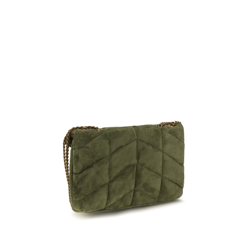 Cardholder Wallet by Saint Laurent for women in bos taurus calf suede leather bicolour, bronze & chevron presents a streamlined silhouette, showcasing the sophisticated design of the Lou Puffer Toy Bos Taurus Calf Suede Leather Cardholder Wallet collection with functional card-organization.