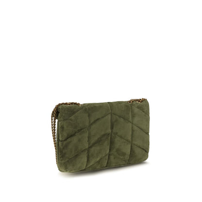 Cardholder Wallet by Saint Laurent for women in bos taurus calf suede leather bicolour, bronze & chevron presents a streamlined silhouette, showcasing the sophisticated design of the Lou Puffer Toy Bos Taurus Calf Suede Leather Cardholder Wallet collection with functional card-organization.