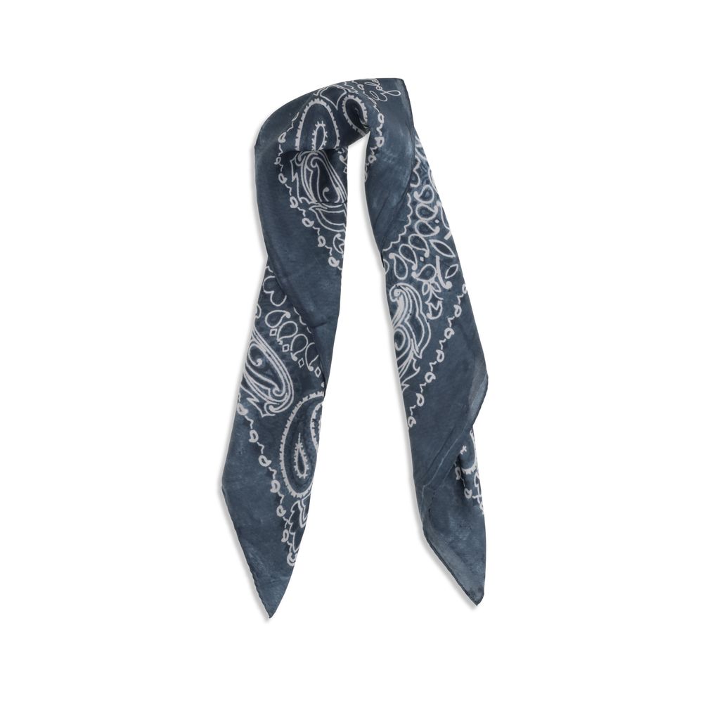 Scarf by Golden Goose for women in silk blue, paisley & print features a snug silhouette, perfectly showcasing the elegant drape and premium finish of the Silk Square Scarf.