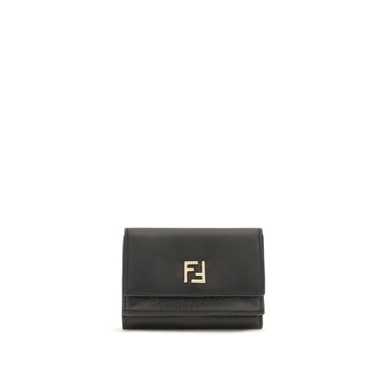 Cardholder Wallet by Fendi for women in bos taurus calfskin leather black, gold & monogram presents a architectural silhouette from the Bos Taurus Calfskin Leather Cardholder Wallet collection, showcasing architectural card-organization compact-design trifold coin-purse for a architectural finish.