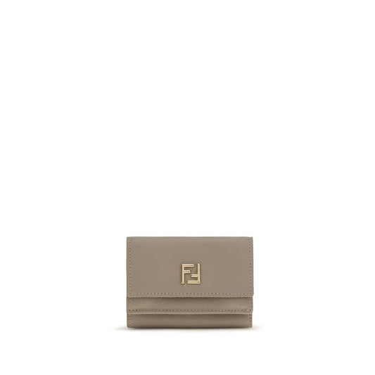 Cardholder Wallet by Fendi for women in bos taurus calfskin leather beige, gold & monogram showcases a distinguished silhouette, artfully capturing the essence of the distinguished Bos Taurus Calfskin Leather Cardholder Wallet design with functional card-organization compact-design trifold coin-purse.