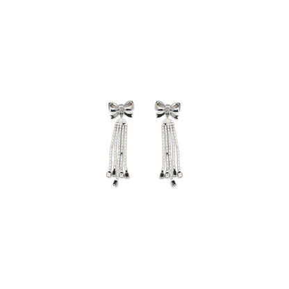 Earrings by Self-Portrait for women in bos taurus calfskin leather silver features an ornate drop stud from the Women's Drop Stud Silver Brass & Crystal Earrings collection, showcasing a ornate finish that embodies sophisticated luxury.