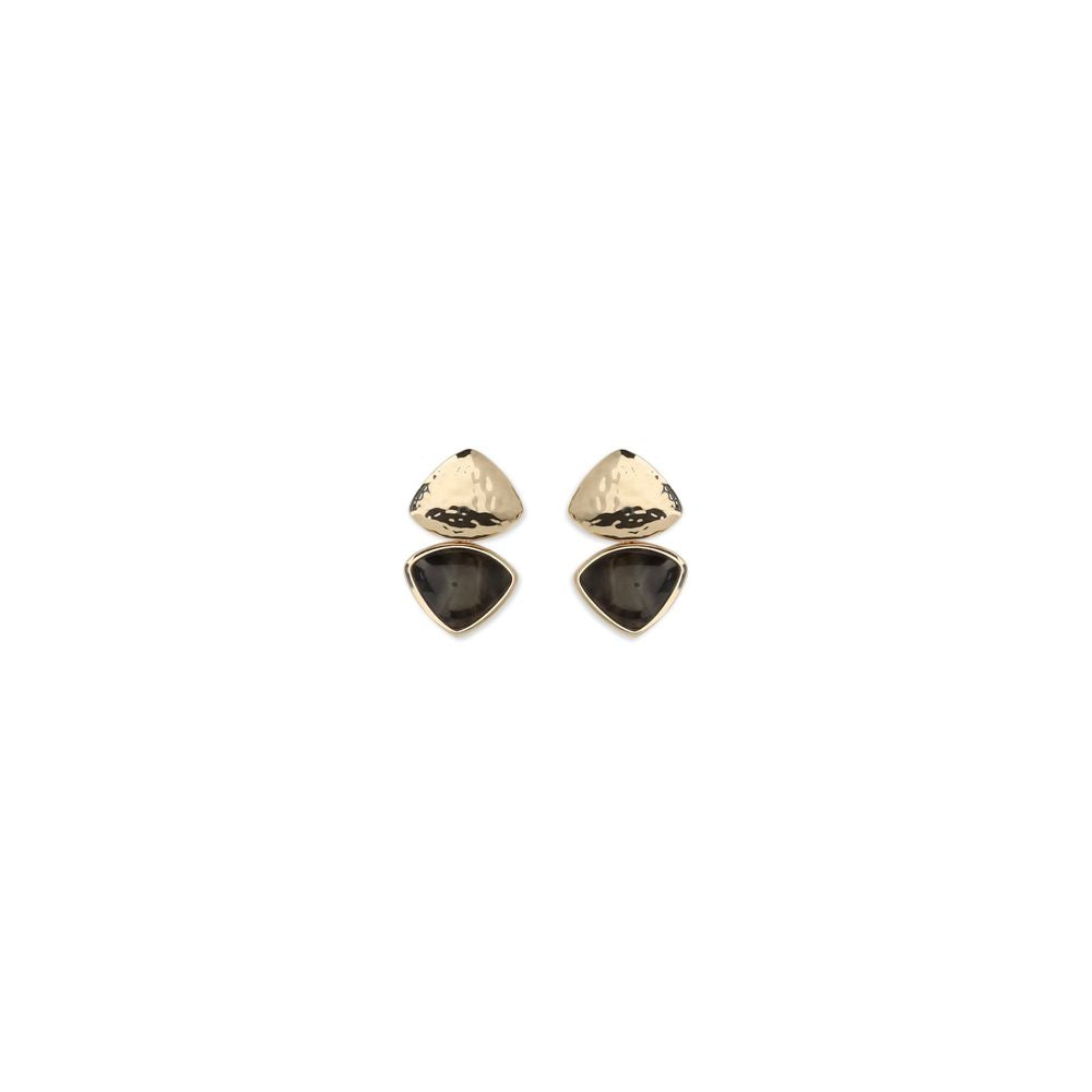 Earrings by Self-Portrait for women in bos taurus calfskin leather brown & gold features an ornate from the Women's Gold Brass & Enamel Earrings collection, showcasing a ornate finish that embodies sophisticated luxury.