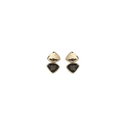 Earrings by Self-Portrait for women in bos taurus calfskin leather brown & gold features an ornate from the Women's Gold Brass & Enamel Earrings collection, showcasing a ornate finish that embodies sophisticated luxury.
