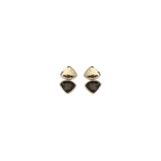 Earrings by Self-Portrait for women in bos taurus calfskin leather brown & gold features an ornate from the Women's Gold Brass & Enamel Earrings collection, showcasing a ornate finish that embodies sophisticated luxury.