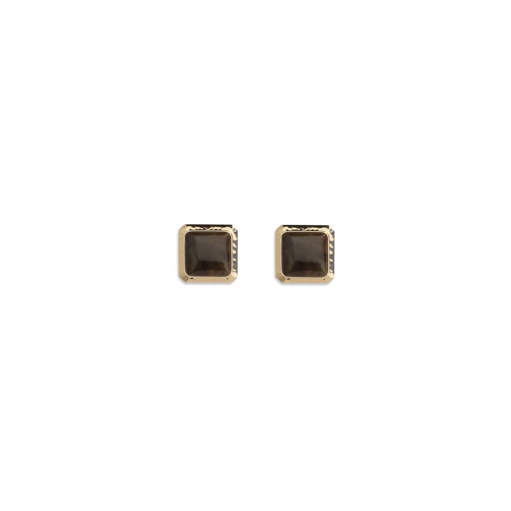 Earrings by Self-Portrait for women in bos taurus calfskin leather brown & gold presents a resplendent silhouette, artfully capturing the essence of the Women's Stud Gold Brass & Enamel Earrings with a resplendent stud for a sophisticated look.