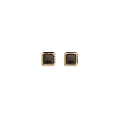 Earrings by Self-Portrait for women in bos taurus calfskin leather brown & gold presents a resplendent silhouette, artfully capturing the essence of the Women's Stud Gold Brass & Enamel Earrings with a resplendent stud for a sophisticated look.