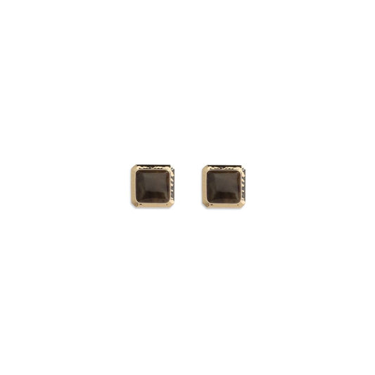 Earrings by Self-Portrait for women in bos taurus calfskin leather brown & gold presents a resplendent silhouette, artfully capturing the essence of the Women's Stud Gold Brass & Enamel Earrings with a resplendent stud for a sophisticated look.