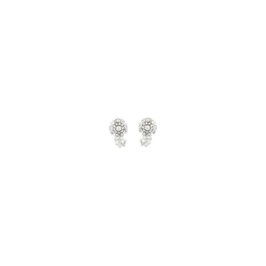 Earrings by Self-Portrait for women in bos taurus calfskin leather silver & floral showcases a enchanting silhouette, artfully incorporating the intricate seen in the Women's Silver Brass & Crystal Earrings.
