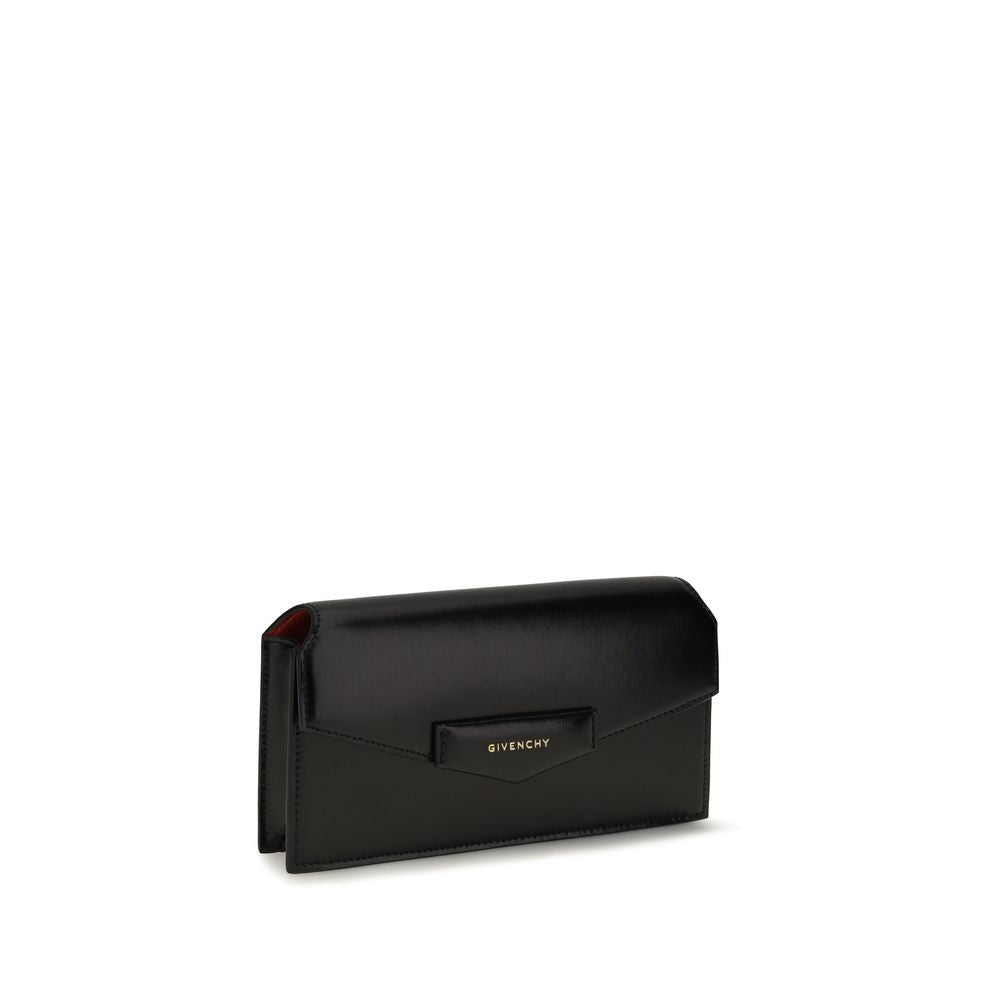 Cardholder Wallet by Givenchy for women in bos taurus calfskin leather black, gold & signature features a sleek silhouette, showcasing the sleek Antigona Bos Taurus Calfskin Leather Cardholder Wallet design with sophisticated card-organization for a premium look.