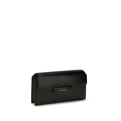 Cardholder Wallet by Givenchy for women in bos taurus calfskin leather black, gold & signature features a sleek silhouette, showcasing the sleek Antigona Bos Taurus Calfskin Leather Cardholder Wallet design with sophisticated card-organization for a premium look.