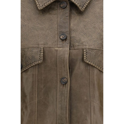 Jacket by Golden Goose for women in bos taurus calf leather brown features a smart silhouette, perfectly accentuated by its unique and functional pockets for a smart finish.