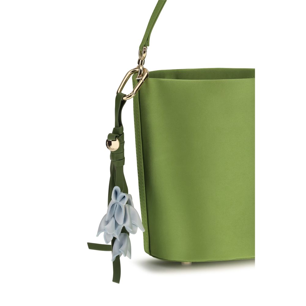 Bucket Pouch Handbag by Self-Portrait for women in polyester satin bicolour features a effortlessly chic silhouette, showcasing a secure magnetic with ample and versatile for a effortlessly chic finish.