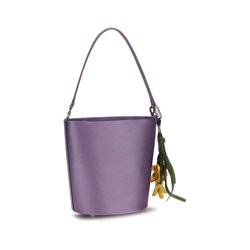 This Bucket Pouch Handbag by Self-Portrait for women in polyester satin purple presents a effortlessly chic silhouette, featuring a secure magnetic, ample , and versatile for a effortlessly chic finish.