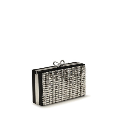 Clutch Handbag by Self-Portrait for women in crystal silver & signature features a sculptural silhouette with a secure clasp, ample , and versatile for a sculptural finish.