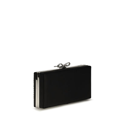 Clutch Handbag by Self-Portrait for women in crystal silver & signature features a statuesque silhouette, showcasing a secure clasp and organized with versatile for statuesque evening wear.