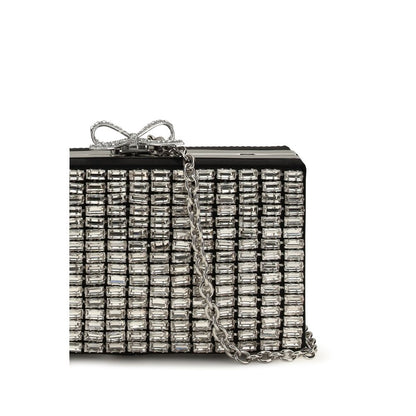 Clutch Handbag by Self-Portrait for women in crystal silver & signature showcases a sculptural silhouette, featuring a secure clasp, ample , and versatile for a sculptural aesthetic.