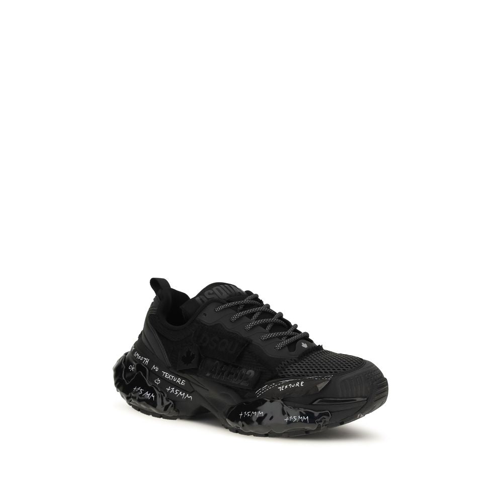 Athletic Sneakers by Dsquared² for men in polyester & polyurethane black features an exquisite silhouette, showcasing the premium athletic style of the Men's Athletic Polyester & Polyurethane Sneakers with an exquisite finish.