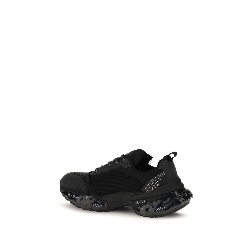 Athletic Sneakers by Dsquared² for men in polyester & polyurethane black showcases a architectural silhouette, artfully capturing the essence of the Men's Athletic Polyester & Polyurethane Sneakers with its signature architectural athletic style construction.