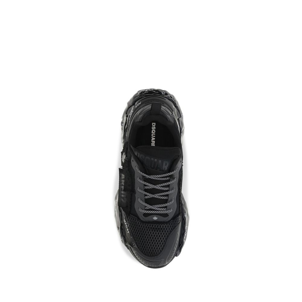 Athletic Sneakers by Dsquared² for men in polyester & polyurethane black features an effortless chic silhouette, showcasing the signature athletic style of the Men's Athletic Polyester & Polyurethane Sneakers collection with a truly effortless chic finish.
