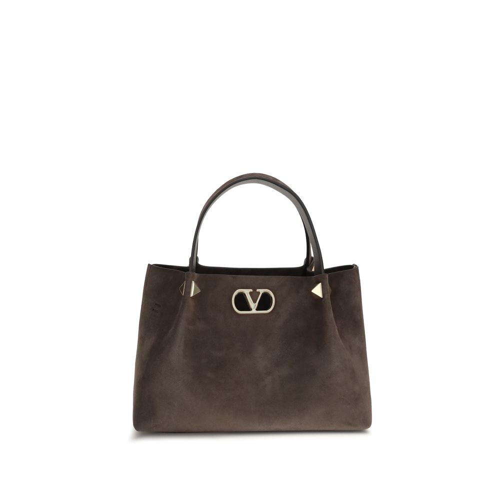 Small Shoulder Bag by Valentino Garavani for women in bos taurus suede calf leather brown & signature presents a versatile silhouette, showcasing a secure and versatile with versatile shoulder-strap, adjustable-strap & handle for a sophisticated look.