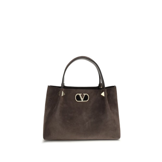 Small Shoulder Bag by Valentino Garavani for women in bos taurus suede calf leather brown & signature presents a versatile silhouette, showcasing a secure and versatile with versatile shoulder-strap, adjustable-strap & handle for a sophisticated look.