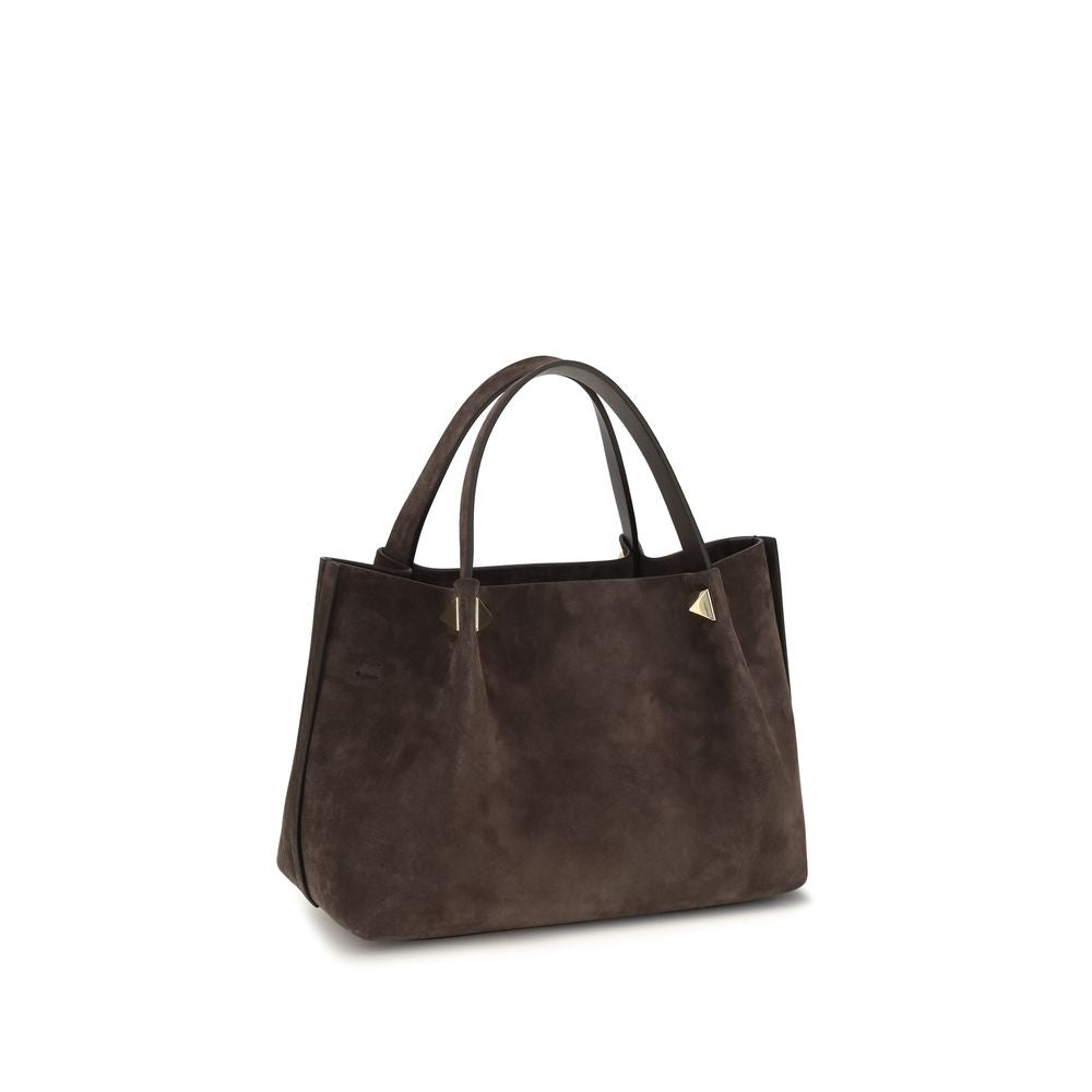 Small Shoulder Bag by Valentino Garavani for women in bos taurus suede calf leather brown & signature showcases a enviable silhouette, artfully detailed with a secure , organized , and versatile shoulder-strap, adjustable-strap & handle for a enviable look.