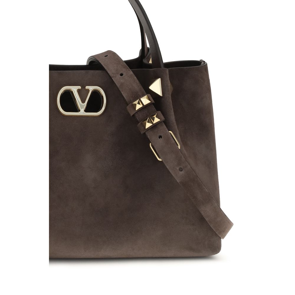 Small Shoulder Bag by Valentino Garavani for women in bos taurus suede calf leather brown & signature features a effortless chic silhouette with a secure , ample , and versatile shoulder-strap, adjustable-strap & handle for a effortless chic finish.