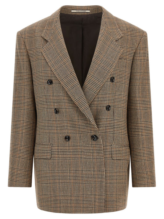 Blazer by Tagliatore for women in acetate polyester & wool beige & brown features an crisp silhouette with sophisticated and a crisp split neckline for a truly crisp finish.