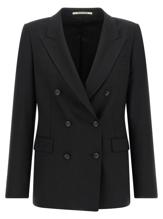 Blazer by Tagliatore for women in polyester & virgin wool black features an crisp silhouette with sophisticated and a crisp for a truly crisp finish.