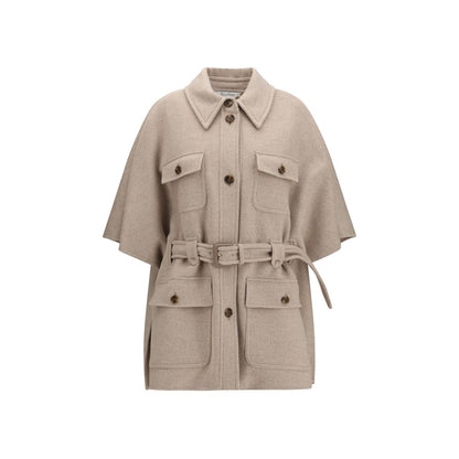 Cape by Max Mara for women in cashmere & capra leather beige presents a cosy chic silhouette, meticulously detailed with distinctive pockets and a sophisticated for a truly cosy chic finish.