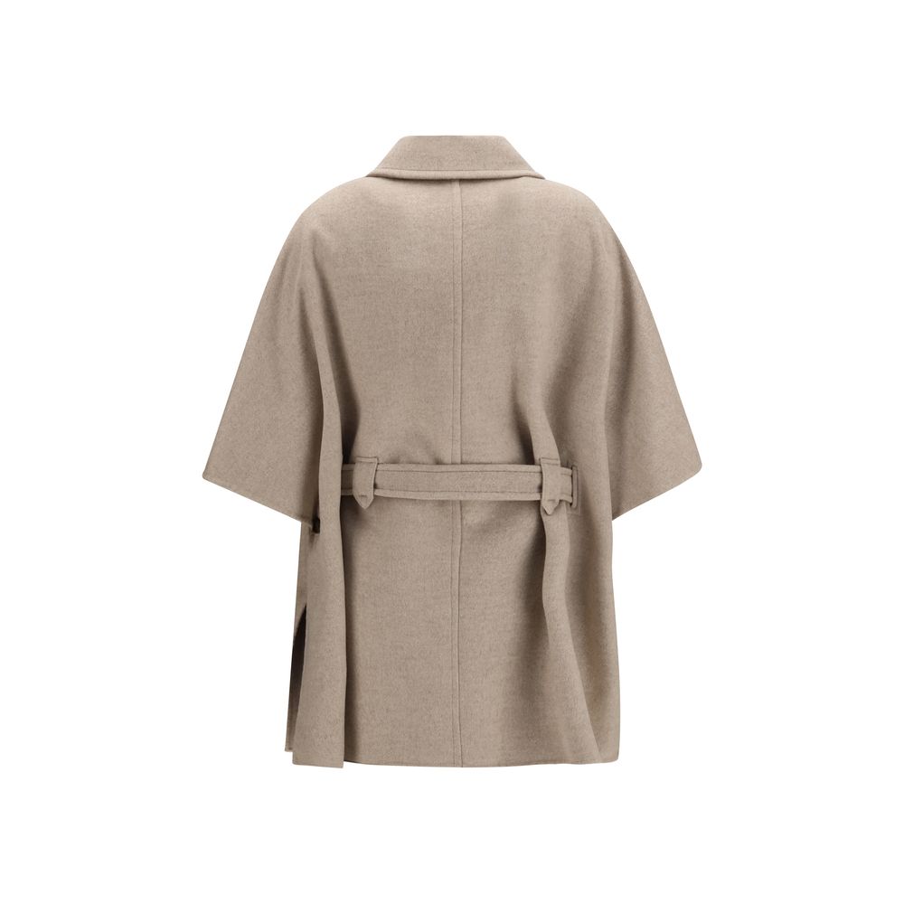 Cape by Max Mara for women in cashmere & capra leather beige features an relaxed-luxury silhouette, showcasing a sophisticated and premium pockets for a truly relaxed-luxury finish.