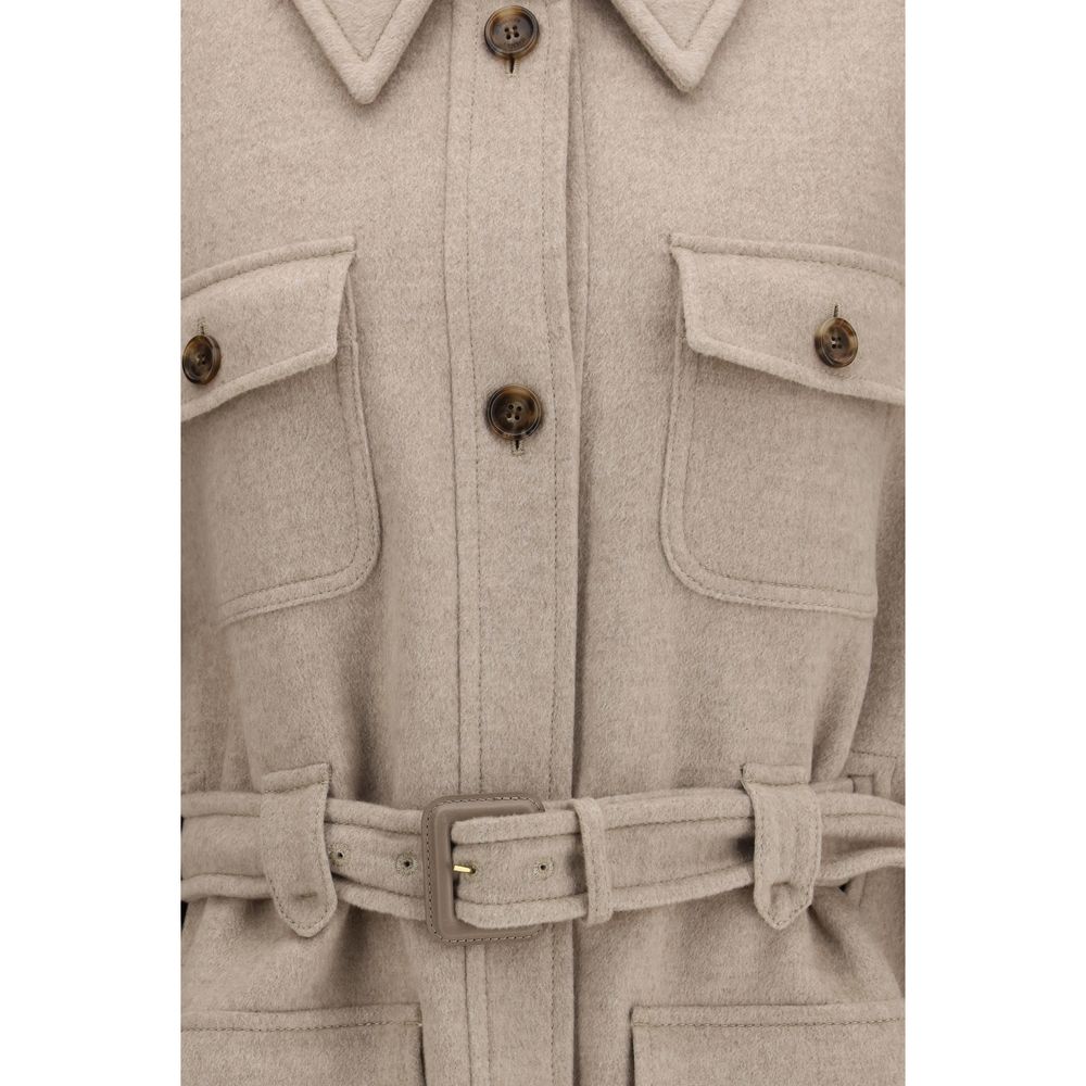 Cape by Max Mara for women in cashmere & capra leather beige features an captivating silhouette, showcasing a sophisticated and captivating pockets for a truly captivating finish.