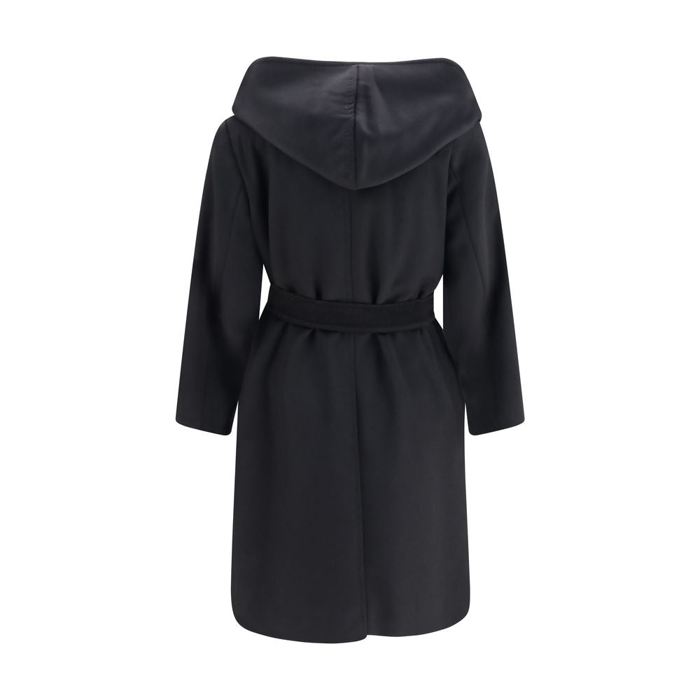 Hooded Overcoat by Max Mara for women in wool black features a cosy chic silhouette, artfully detailed with a sophisticated hooded neckline and premium pockets & hooded for a cosy chic finish.