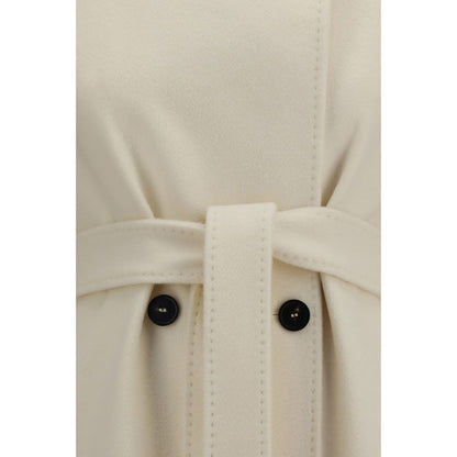 Overcoat by Max Mara for women in wool white, jacquard & monogram features a cosy chic silhouette, artfully detailed with a sophisticated and premium pockets for a cosy chic finish.