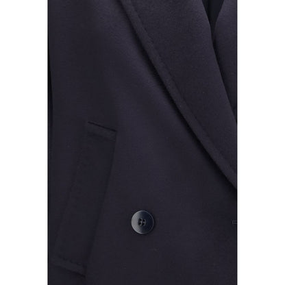 Overcoat by Max Mara for women in wool blue features a cosy chic silhouette, artfully detailed with a sophisticated double-breasted neckline and premium pockets for a cosy chic finish.