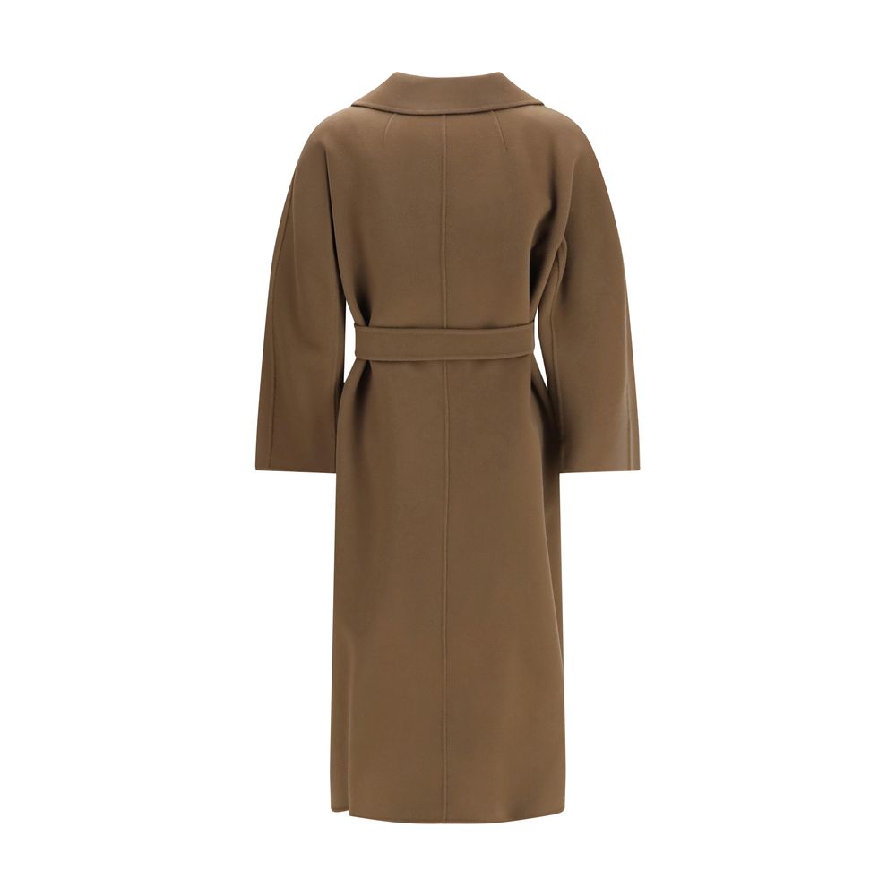 Overcoat by S Max Mara for women in virgin wool brown presents a luxurious silhouette, showcasing a luxurious wrap neckline and sophisticated pockets for a premium, luxurious look.