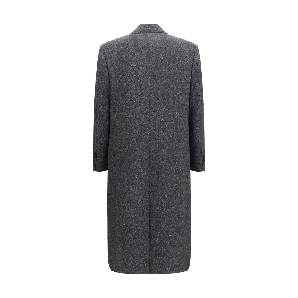 Overcoat by Valentino Garavani for men in merino wool polyamide silk & viscose gray features a contemporary silhouette showcasing a contemporary v-neck neckline and refined pockets for a sophisticated finish.